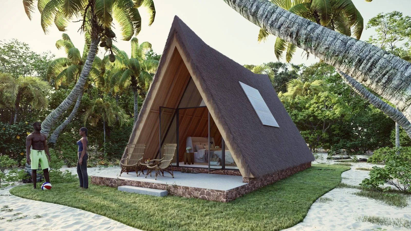 Aframe design using thatched roof