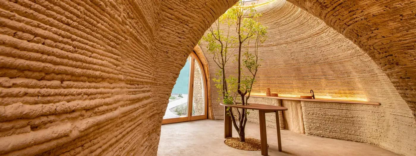 3D-printed house made with dirt